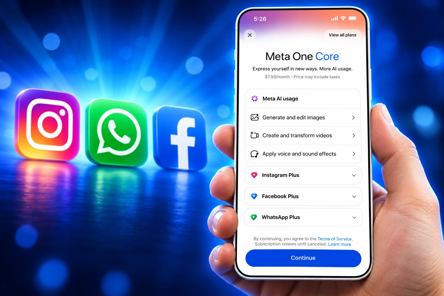 Meta One Core Premium subscription AI usage bundle