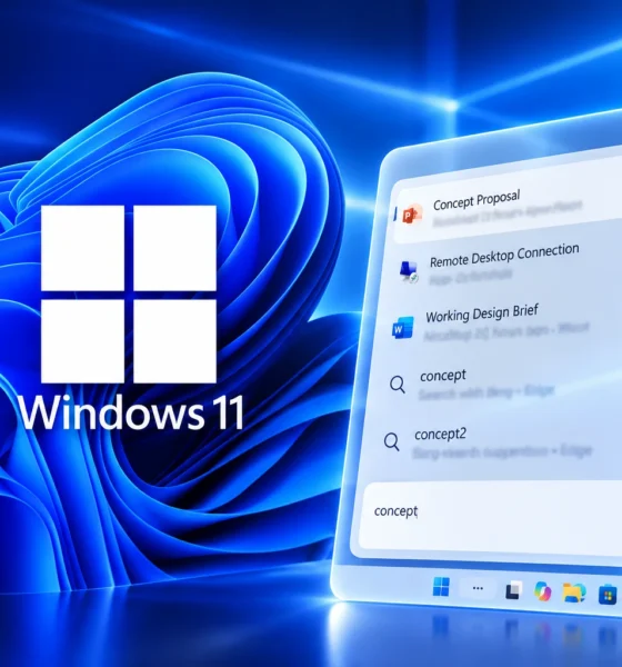 Windows 11 Search toggles settings from taskbar